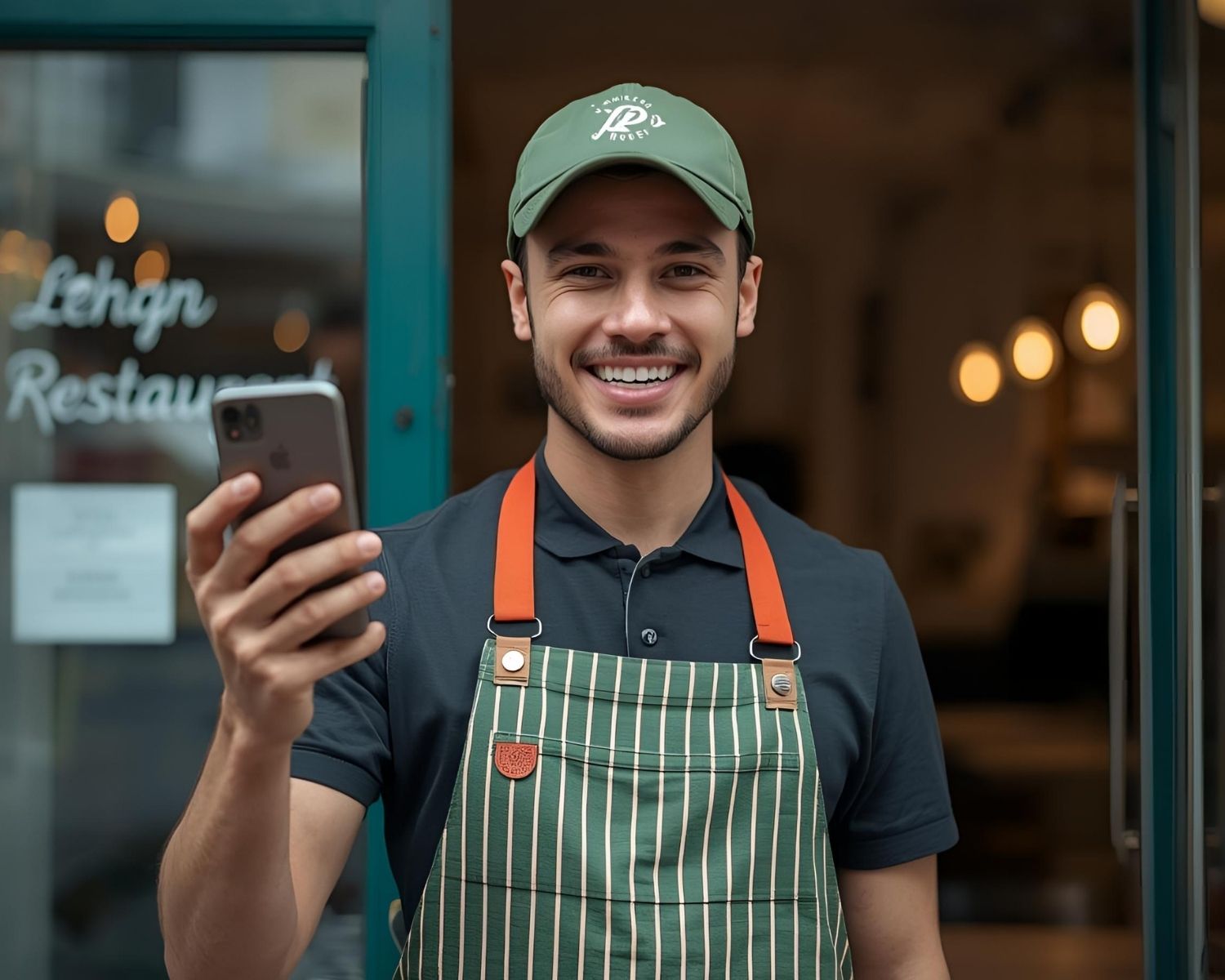 Dono de restaurante usando Foodfix